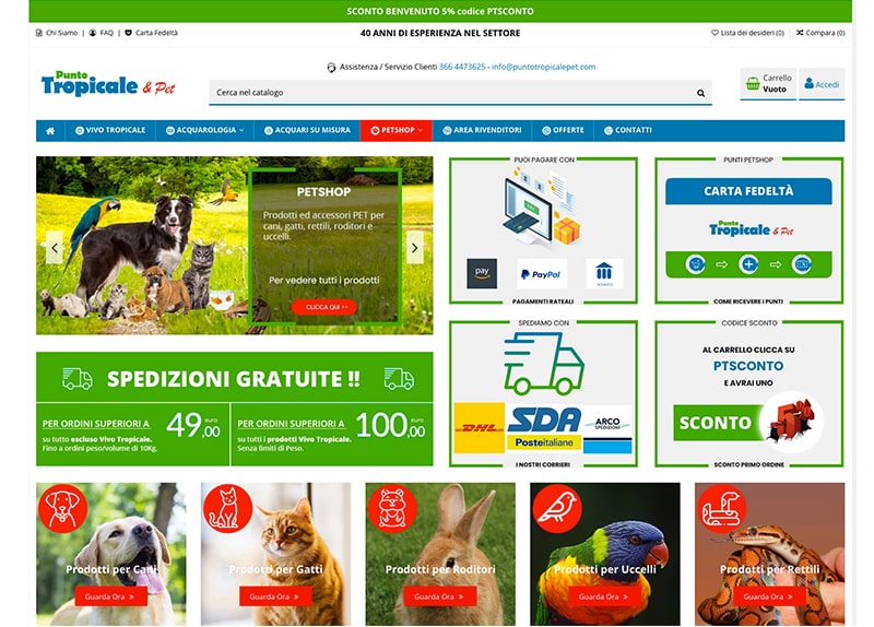 Puntotropicale Aquariologia Negozio e-commerce per la vendita di prodotti per Acquari e Pesci