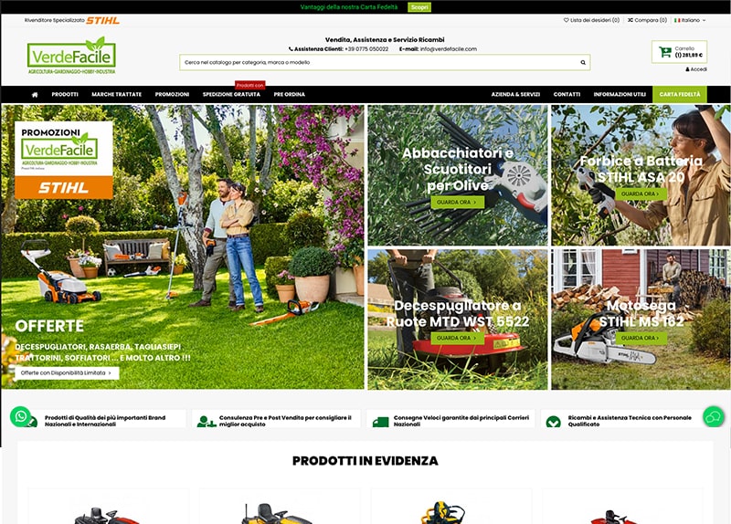 Verde Facile Negozio online per la vendita di Macchine e Attrezzature per Giardinaggio, Agricoltura, Hobby e Fai da Te